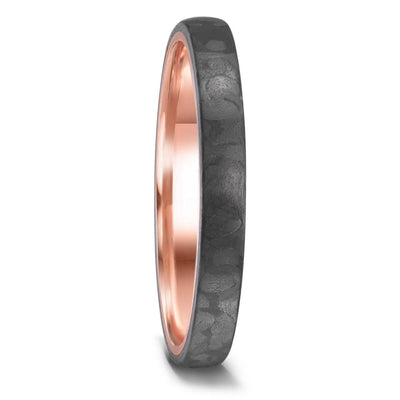 Forged Carbon Fibre & Rose Gold Wedding ring band - The Descendant