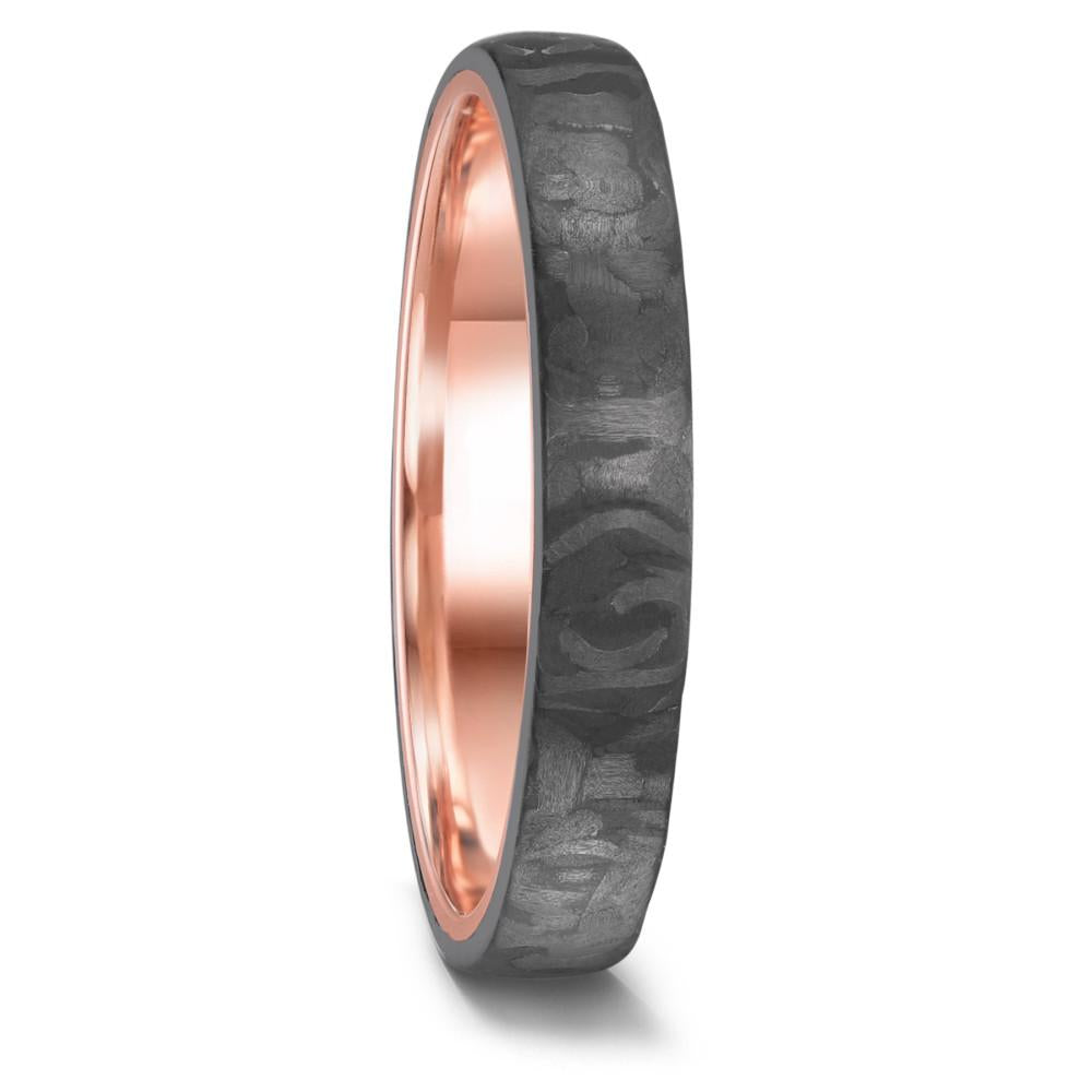 Forged Carbon Fibre & Rose Gold Wedding ring band - The Descendant