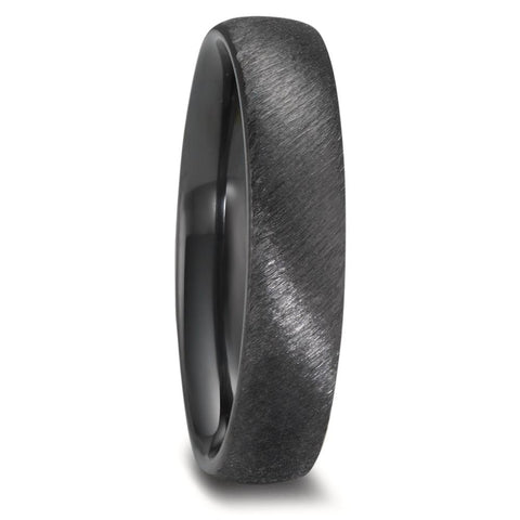 Diagonal Matt Black Zirconium Wedding Ring Band 5mm or 6mm - The Galaxy Drive