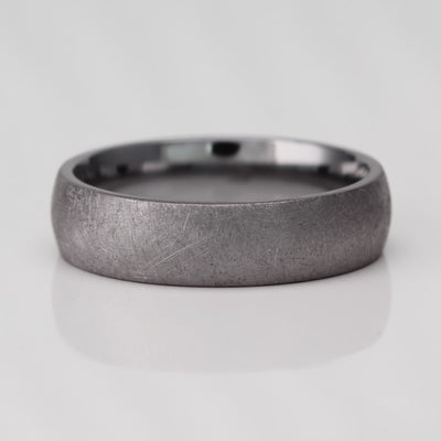 Tantalum wedding ring band in 6mm wide heavy matte finish and polished inside