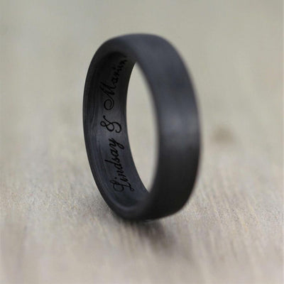 4mm Carbon Fibre & Rose Gold Inlay Wedding Ring