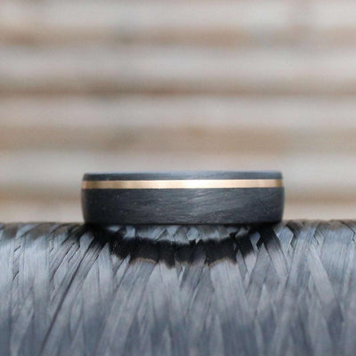 4mm Carbon Fibre & Rose Gold Inlay Wedding Ring band