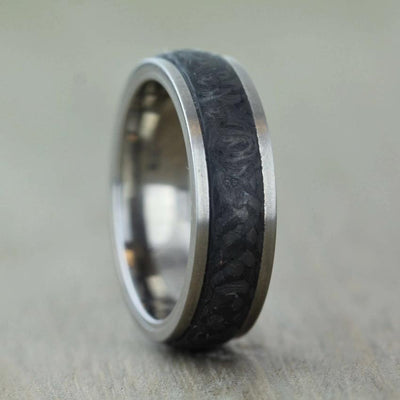 Titanium & Textured Carbon Fibre Ring with FREE Engraving!