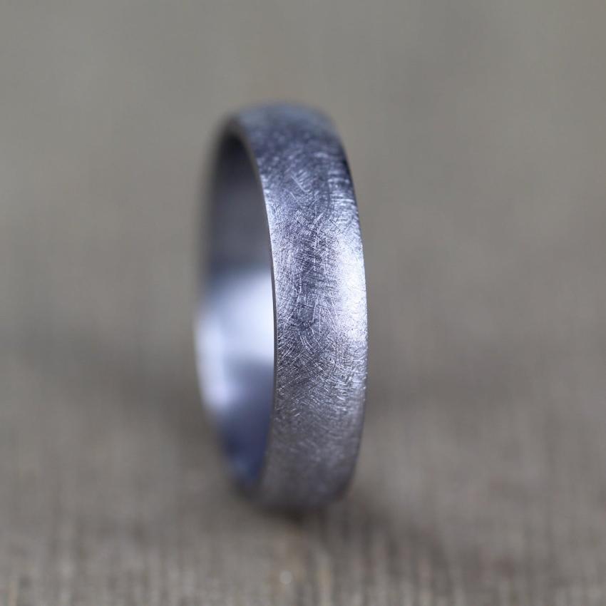 6mm Tantalum Wedding ring for men and woman. Low domed design, court, in a heavy brushed finish