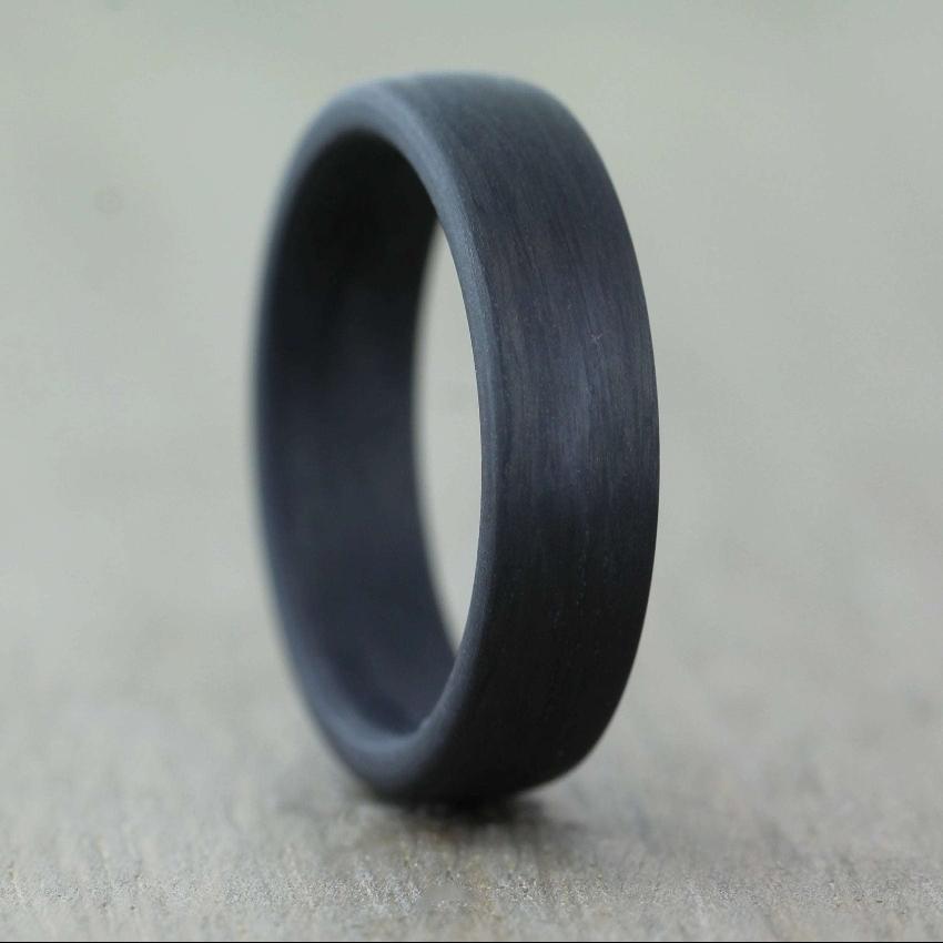 Carbon fibre wedding ring band uk for men. classic court shape brushed