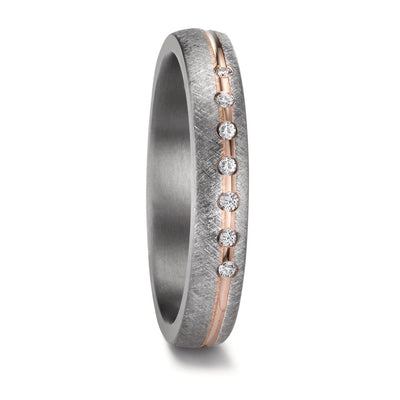 The Anahita - Tantalum, 14K Rose Gold and Diamond set, 4mm, Wedding Band - FREE Engraving!