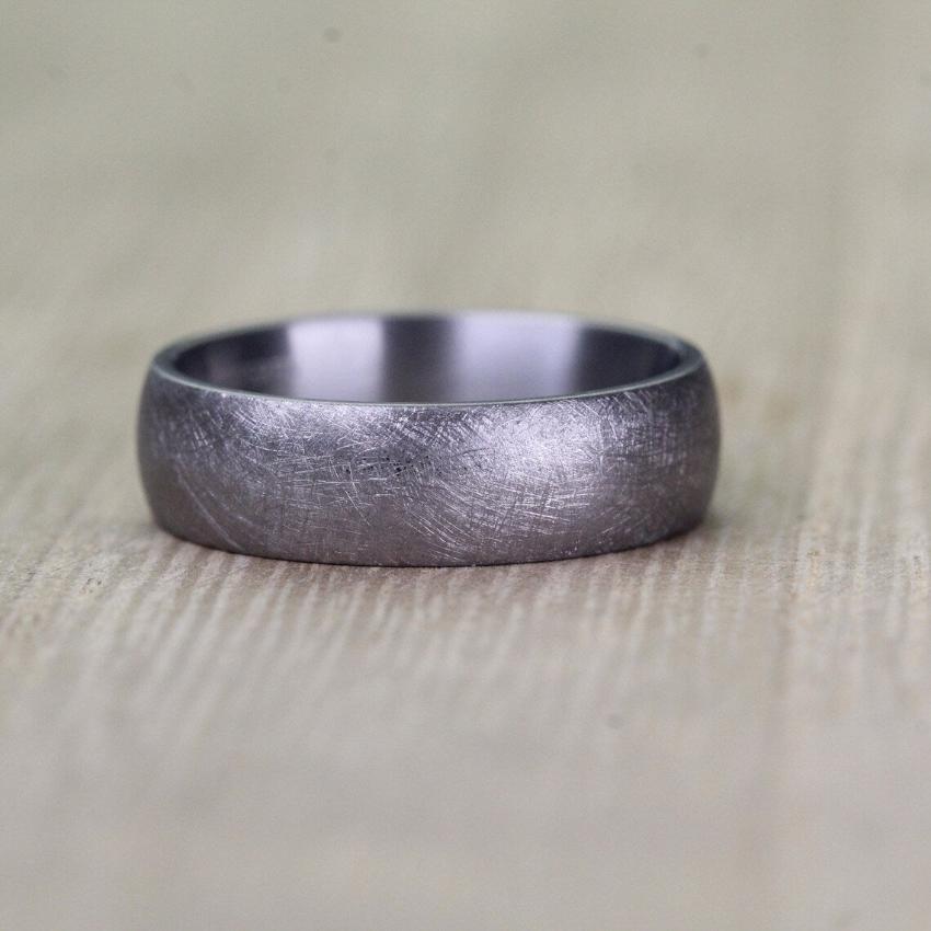 6mm Tantalum Wedding ring for men and woman. Low domed design, court, in a heavy brushed finish