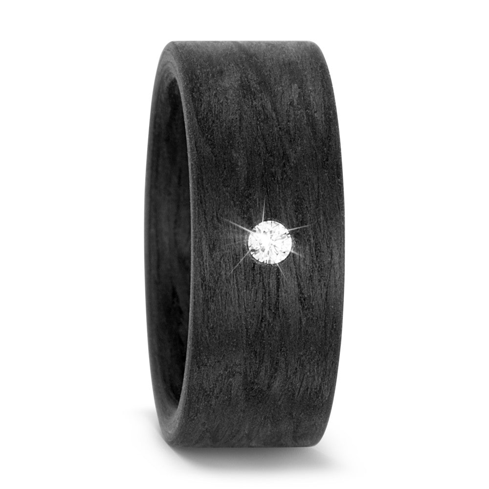 The Behemoth Radiance - Carbon Fibre & Diamond Wedding Ring, 7 to 9mm