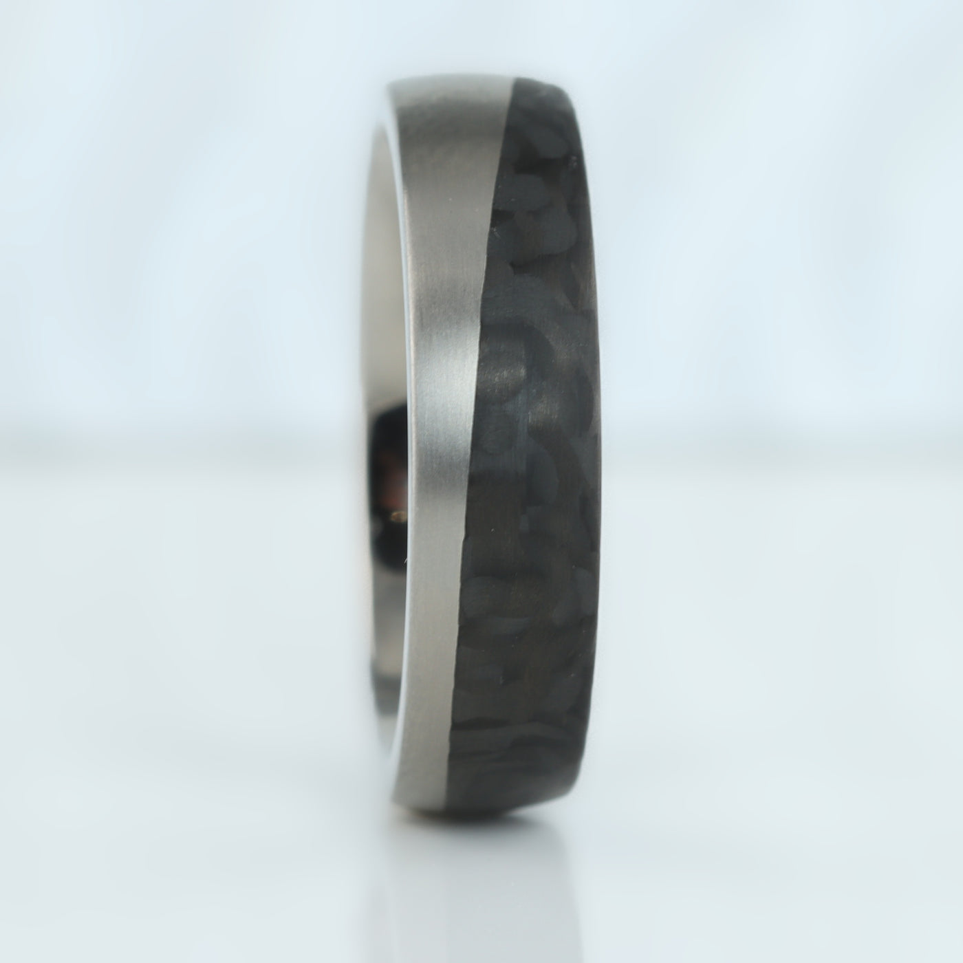 The Event Horizon - Titanium & Forged Carbon Fibre Wave Ring, comfort fit