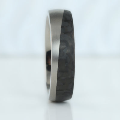 The Event Horizon - Titanium & Forged Carbon Fibre Wave Ring, comfort fit