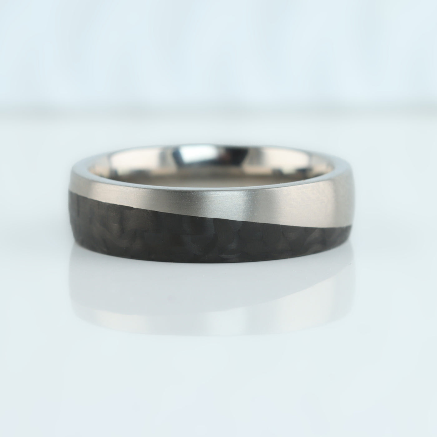 The Event Horizon - Titanium & Forged Carbon Fibre Wave Ring, comfort fit