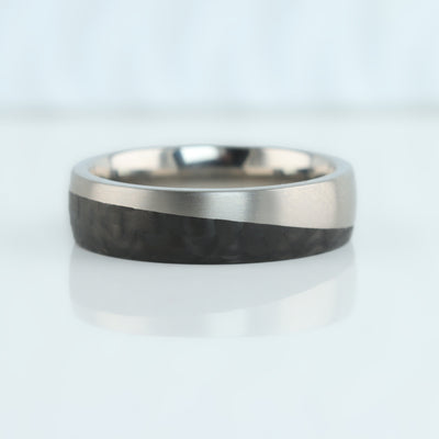 The Event Horizon - Titanium & Forged Carbon Fibre Wave Ring, comfort fit