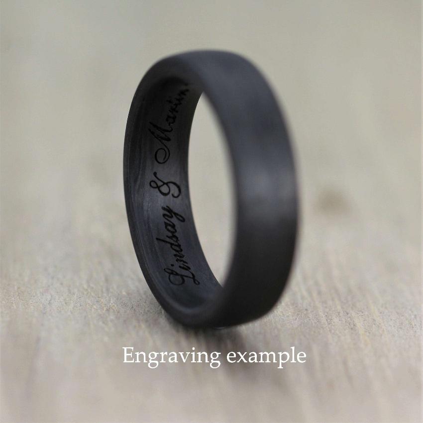 Forged Carbon Fibre with comfort fit Wedding Ring & FREE Engraving! (4 to 6mm)