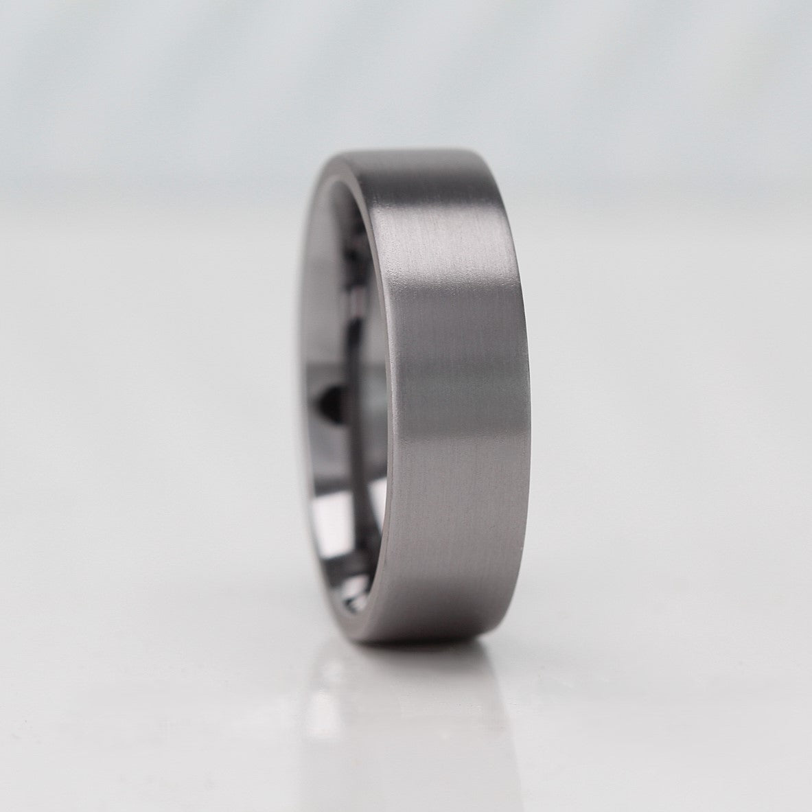 Tantalum wedding ring band in brushed matte finish flat court