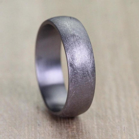 6mm Tantalum Wedding ring for men and woman. Low domed design, court, in a heavy brushed finish