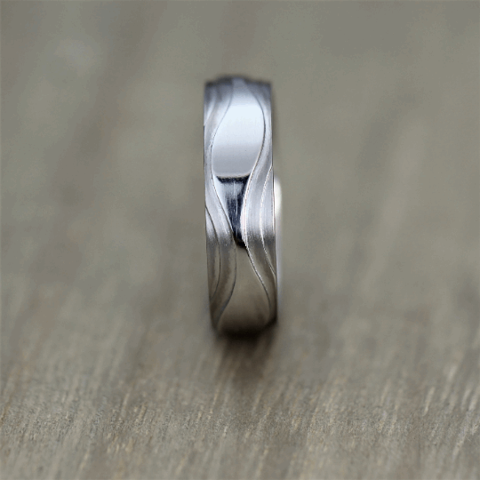 Titanium, Sculpted Wave Ring with FREE Engraving! Available in widths 6 to 10mm