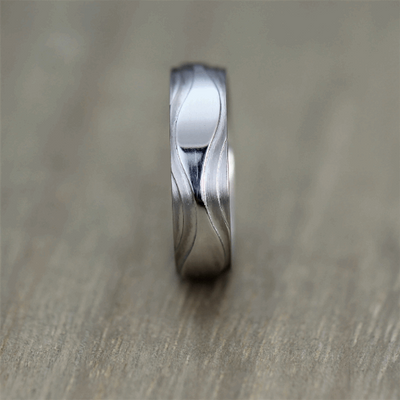 Titanium, Sculpted Wave Ring with FREE Engraving! Available in widths 6 to 10mm