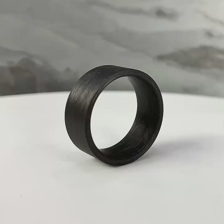 The Juggernaut - Flat Court, Carbon Fibre Wedding Ring Band  (10 to 12mm)