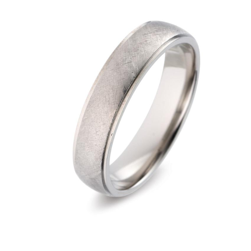 Titanium Stepped Edge Ring 5mm wide - Ice matt finish, alternative metal wedding band