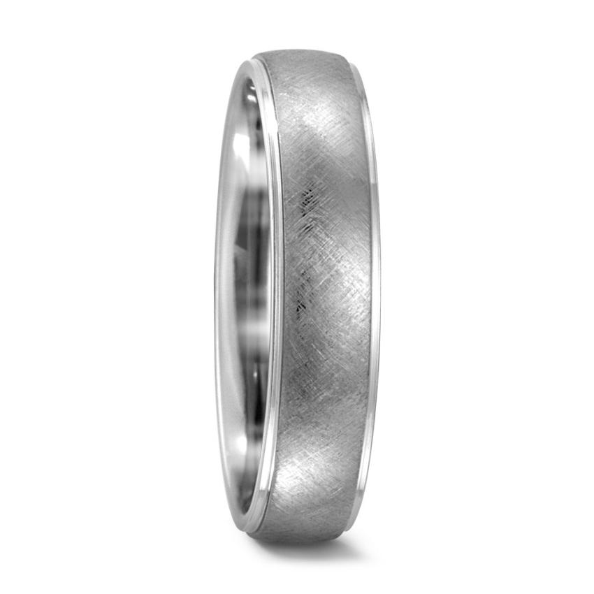 Titanium Stepped Edge Ring 5mm wide - Ice matt finish, alternative metal wedding band