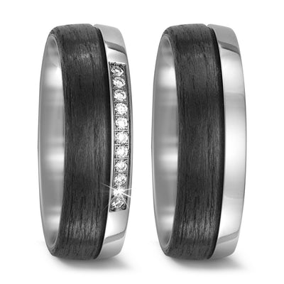 Titanium & Carbon Fibre Wedding Ring Set - The Atlas & The Luna