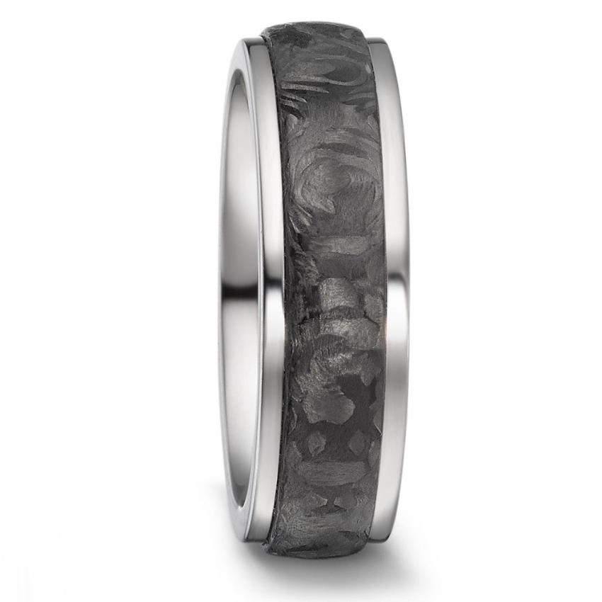 Textured carbon and titanium wedding band - alternative metal wedding ring, hardwearing wedding ring. 