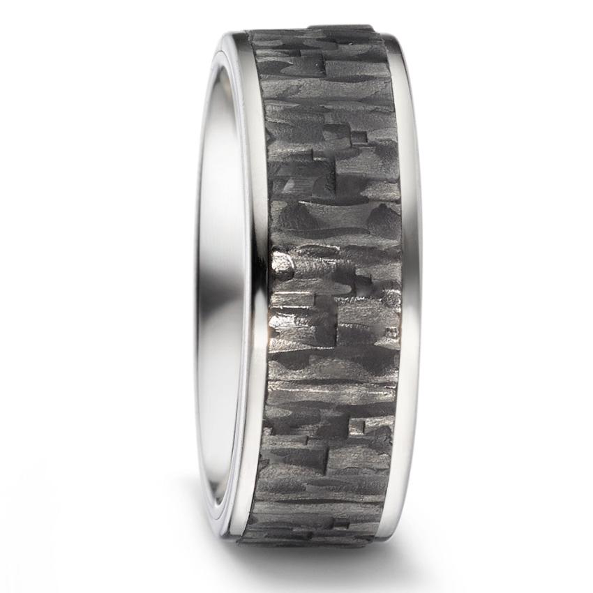 Titanium & Textured, Carbon Fibre, Comfort Fit Wedding Ring - Alternative metal wedding ring - textured finish hardwearing wedding band 