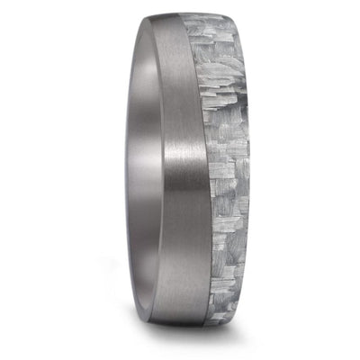 TANTALUM & 'WHITE' CARBON FIBRE Wedding Ring, Free engraving. Alternative metal wedding ring band