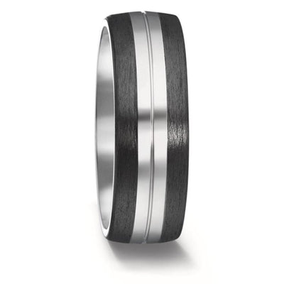 Polished Titanium & Carbon Fibre wedding Ring - alternative and hard wearing metal wedding band