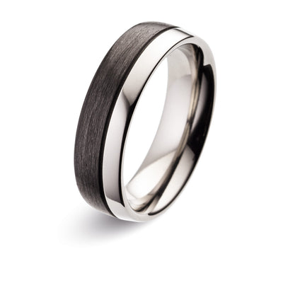 Titanium & Carbon Fibre Wedding Ring Set - The Atlas & The Luna