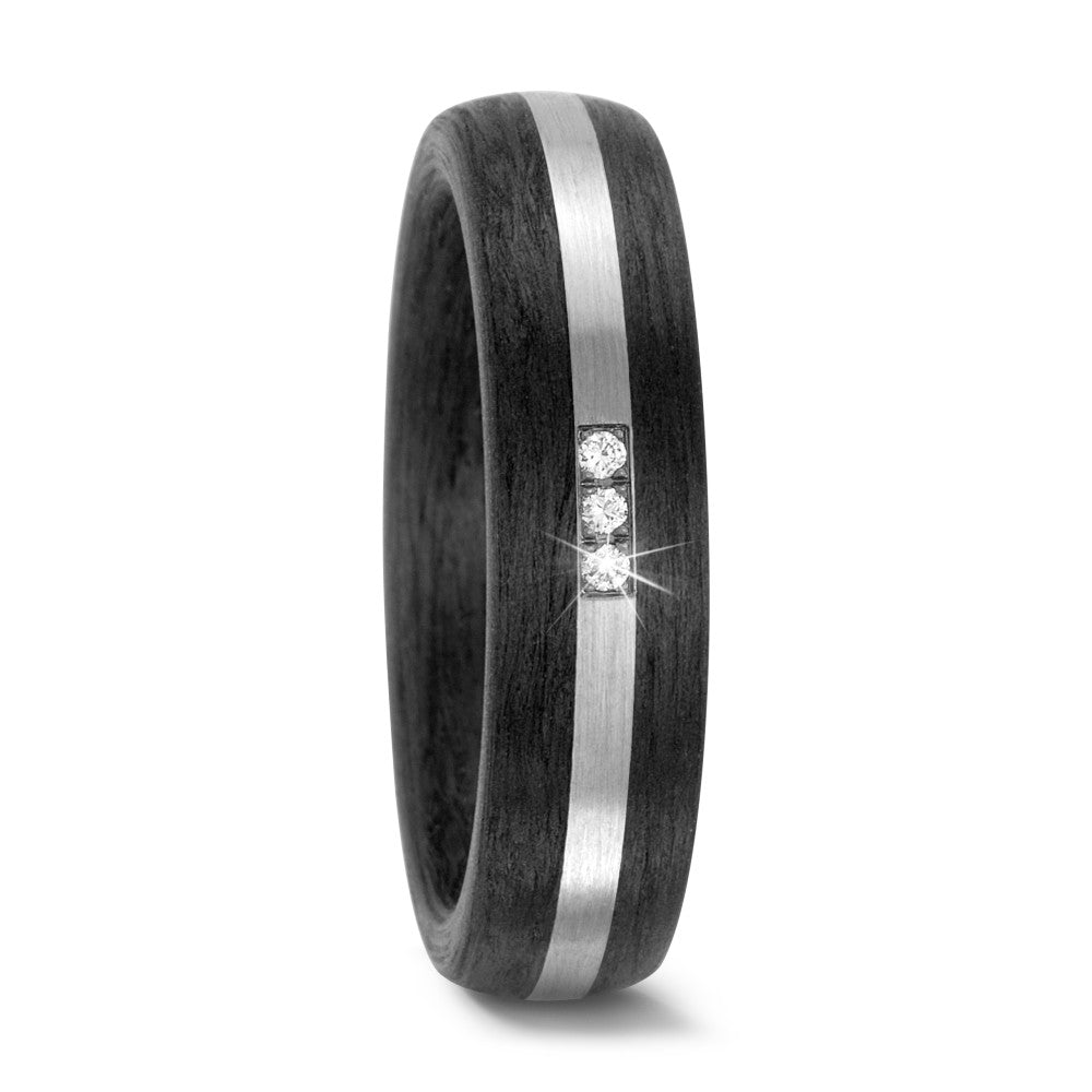 The Andromeda - Carbon Fibre & Palladium Ring, Set with 3 Diamonds