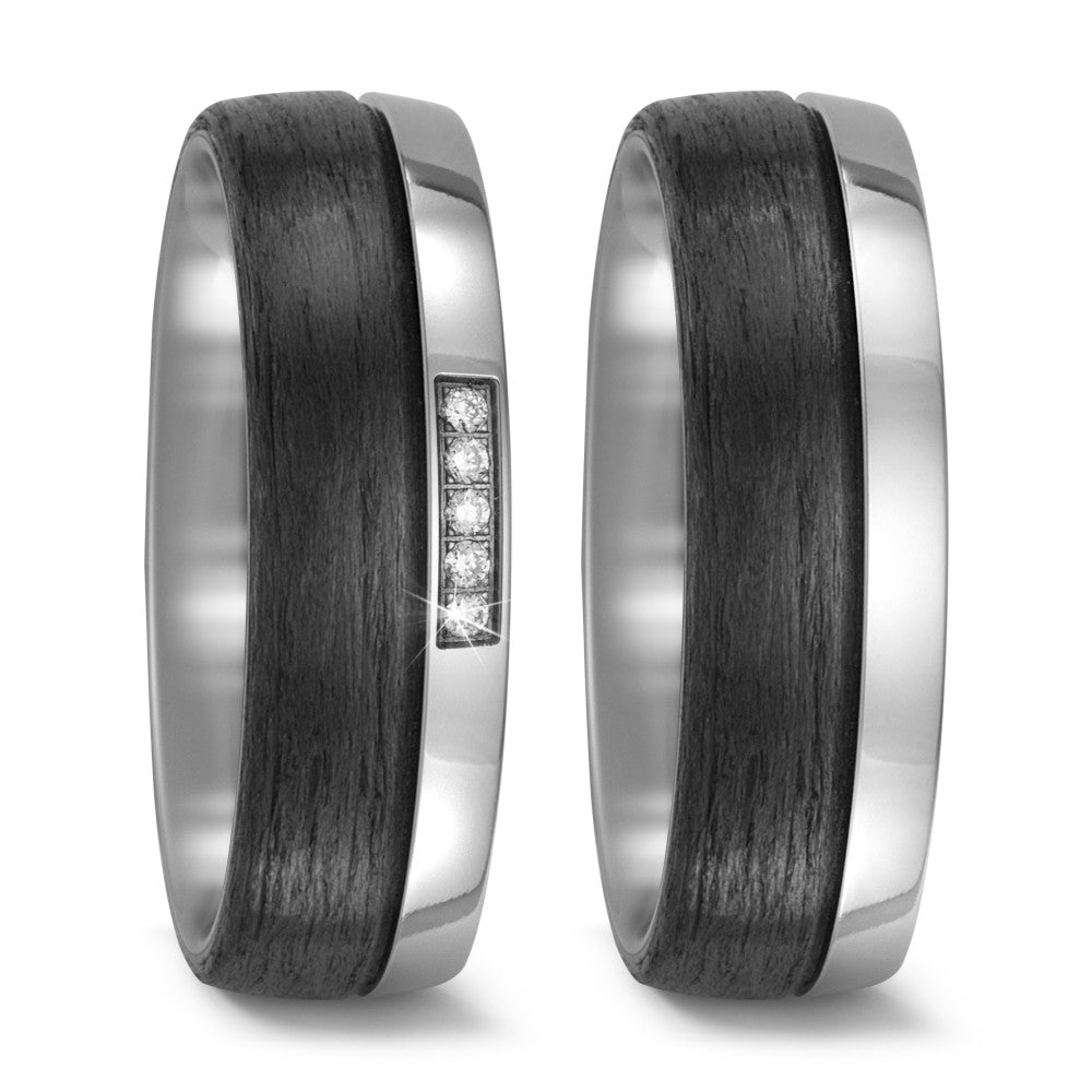 Wedding Band Set, 6mm Carbon Fiber & Titanium, customizable with FREE engraving!