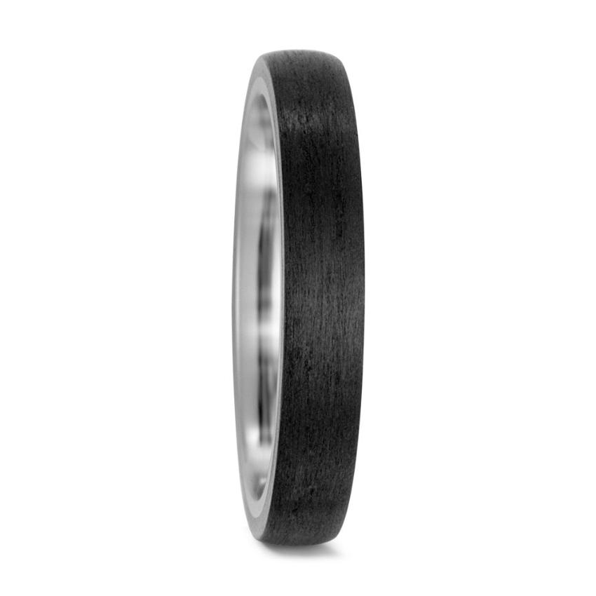 Titanium & Carbon Fibre, Comfort Fit Wedding Ring (2.5 to 4mm) - alternative metal wedding ring, matt finish wedding band, brushed finish.