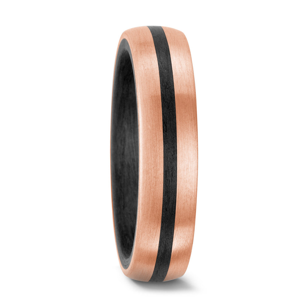 Black wedding ring with side details in 14k Rose gold.