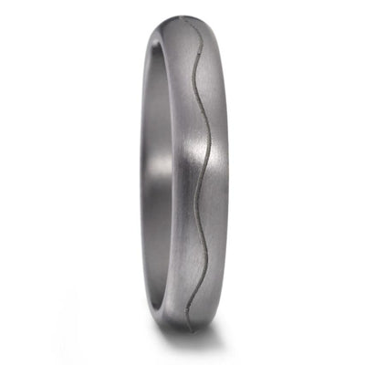 TANTALUM WAVE & Diamond  Wedding Ring, Ultra comfort fit. Alternative metal, unique wedding ring