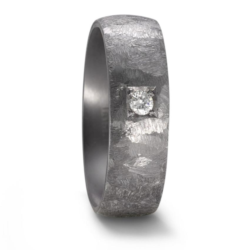 Diamond & Textured Tantalum Ring (7 to 8mm) - The Illustrious