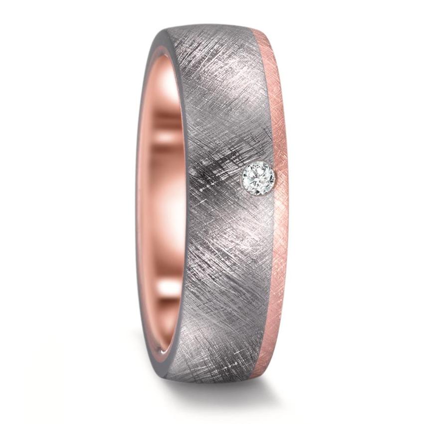 Tantalum, Diamond & 14K Rose Gold wedding Ring Set 