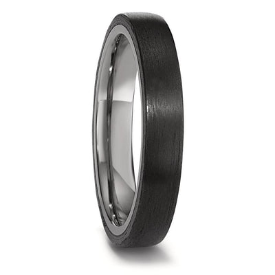 Polished Titanium and brushed black carbon fibre wedding ring band for men uk 4mm 5mm 6mm