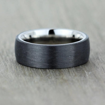 Titanium & Carbon Fibre, Comfort Fit Wedding Ring (2.5 to 4mm) - alternative metal wedding ring, matt finish wedding band, brushed finish.