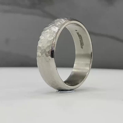 Titanium Hammered Effect Ring 5 to 6mm widths