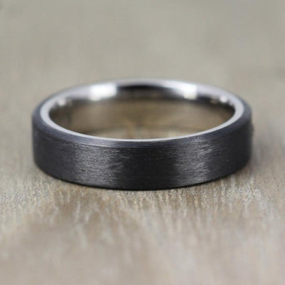 Polished Titanium and brushed black carbon fibre wedding ring band for men uk 4mm 5mm 6mm