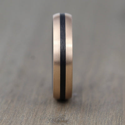 The Path - Carbon Fibre & Rose Gold wedding ring